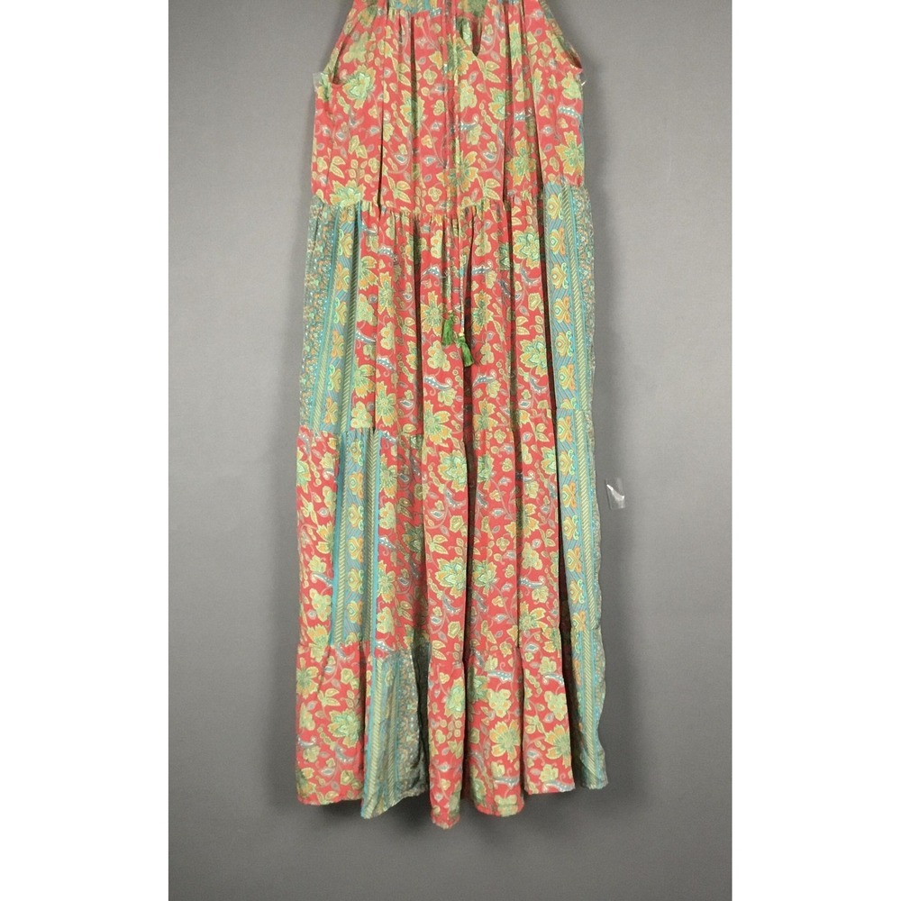 Paani Dress Womens Large Multicolor Floral Halter Maxi Sundress Boho Ruffle - Picture 6 of 10